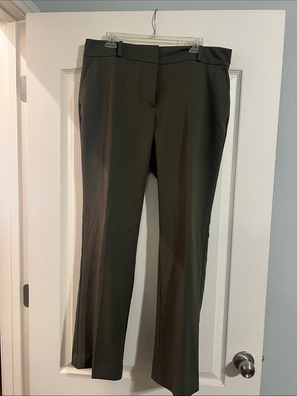 Ann Taylor Factory Olive Green straight Leg /Slight Boot Cut Dress Pants